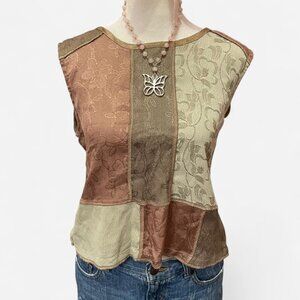 Earthy Patchwork Sleeveless Top